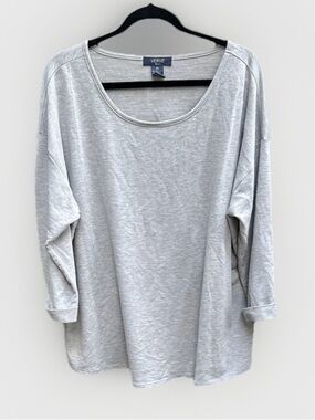 Verve Blues Womens‎ 2X Gray Heathered Scoop Neck 3/4 Sleeve Cuffed Knit Top